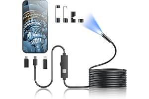 Kinpthy Endoscope Camera With Light, 1920P Hd Borescope 8 Adjustable Led Lights, 16.4Ft Semi-Rigid Snake Camera, 7.9Mm Ip67 Waterproof Inspection For Ios And Android