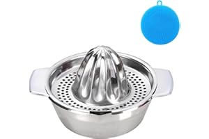RZMZBY Presse Agrume Manuel Inox,Presse Citron Manuelle,Presse-citron avec Réservoir,Capacité env.600 ml,avec Poignée, Peut Etre Utilisé pour L'extraction de Jus, la Fabrication de Jus D'orange