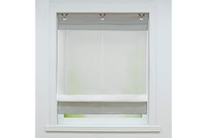 Joyswahl woalowa roleta rzymska na przelotkach, przezroczysta roleta rzymska z kolorową osłoną "Irene", szal okienny z zawieszeniem na haczyk, bez wiercenia, 80 x 155 cm (szer. x wys.), kolor