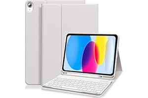 KTOITION for iPad 11th/10th Generation Case with Keyboard 11 inch/10.9 inch 2025 A16 2022 with Pencil Holder, Magnetic Detachable Wireless Bluetooth Folio Stand Rechargeable Keyboard Cover, Gray