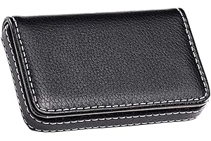 SAGASAVE Funda de piel sintética para tarjetas de visita, soporte magnético para tarjetas de nombre, adecuado para hombres y mujeres, Black