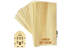 WEHERS Balsa Wood Sheets, 10 Pack Plywood Sheets 200 x 100 x 1.5 mm Thin Unfinished Wood Boards with Smooth Surfaces for Crafts, Home Decor, Arts, Painting, Architectural Models, Staining, DIY & Engraving