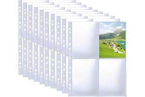 HABNI Lot de 10 pochettes transparentes pour cartes postales - Format A4-4 compartiments - Double face - Format A4-40 pochettes pour photos - Pour famille, mariage
