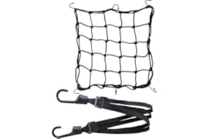 DEOMOR 40cm*40cm 1 Stück Motorrad Netz Helmnetz Gepäcknetz 6 Hacken + 60cm 1 Stück Motorrad Gepäckspanner elastisch Netz für Fahrrad Motorrad