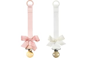 Elodie Details Napphållare för Pojkar & Flickor – Hållbar Nappkedja med Klämma – BPA-fri Napphållare – Återvunnen Polyestersnodd – Unisex Present till Baby, 2-pack, Powder Pink/Vanilla