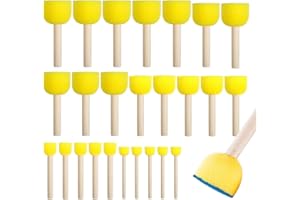 PEBIPOO 25 Stück Schwammstupf Pinsel, Runde Schwämme Pinsel Set, Schaumstoff Schwamm Malerei Pinsel, Aquarell Schwammpinsel für Malerei, DIY Künst, Graffiti