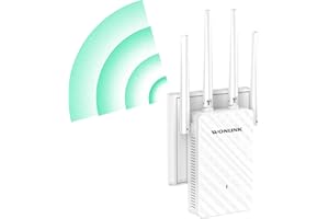 WONLINK Ripetitore WiFi - Amplificatore Segnale WiFi 1200Mbps Dual Band, 4 Antenne Esterni per Casa/Ufficio | 1 Porta Ethernet, WPS Facile Installazione | MU-MIMO, EU Plug