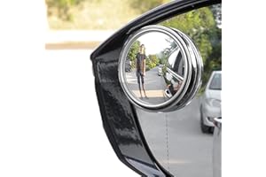 SOBEBEAR Blind Spot Mirrors For Cars Vans SUV 360 Degrees Rotate Sway with Silver Rim pack of 2 Wide Angle RearView