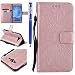 Produktbild FESELE Kompatibel mit Galaxy J7 2015 Leder Handy Hülle, Sonnenblume Mandala Blumen Muster Flip Case Wallet Case Flip Schutzhülle Brieftasche Hülle Klapphülle mit Kartenfach,Rose Gold