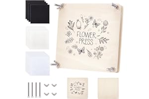 Benecreat Kit di pressa per fiori grandi 18 x 18 cm 4 strati, kit di stampa per foglie di legno quadrato, fai da te, arte di fiori secchi, conservazione delle piante
