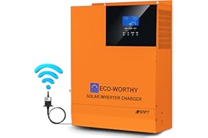 ECO-WORTHY Inverter ibrido da 3000 W, 24 V, indipendente dalla rete, 24 V DC a 220 V/230 V AC con regolatore di carica solare MPPT da 60 A, per batterie al piombo e al litio