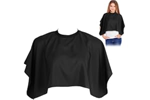 Telooco Wasserdichter Friseurumhang für Erwachsene mit Dauerwelle und Gefärbtes Haar, Verstellbares Nackenband (Schwarz)