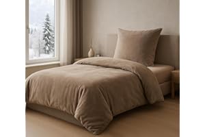 ‎MALIKA MALIKA Winter Plüsch Bettwäsche Nicky-Teddy Cashmere Coral Fleece 135x200 155x220 200, 3 Stück Größe:135 x 200 cm, Designe:Taupe