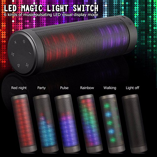 Mobiler Bluetooth Lautsprecher, ELEGIANT Tragbarer Bluetooth 4.0 Wireless LED Lautsprecher 2 x 8W Stereo Boombox Boxen Speaker mit 6 LED Licht Modi+ 2x2000 mA/ 10 Stunden+ Reinem Bass + eingebautem Mikrofon Freisprecheinrichtung fÃ¼r Indoor Outdoor Sport iPhone 8 7 6 6S Plus iPad Samsung Galaxy S8 S6 S6 Edge LG G3 Nexus 5/4 Huawei und andere Bluetooth Smartphone Tablets Laptop PC Computer Projektor MP3