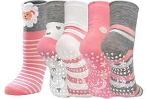 ZFSOCK Skarpety dla dziewcząt, tworzywo ABS, bez szwów, antypoślizgowe skarpety dziecięce, zabawne, antypoślizgowe skarpety domowe, bawełniane, kolorowe zwierzęta, wzory, pończochy