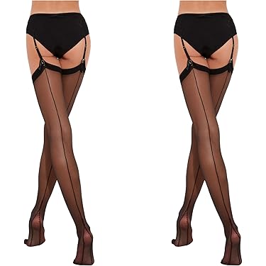 Quilax 1 paar jarretelkousen met kant en strik, kanten kousen voor dames, nylon kousen, zwart, 33-36 Quilax 1 paar jarretelkousen met kant en strik, kanten kousen voor dames, nylon kousen, zwart, 33-36