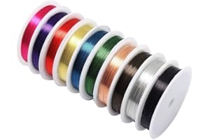 BYOU Filo di ferro per gioielli,Filo di rame metallico 10 bobine 0,3 mm colori misti morbido filo di rame per artigianato perline fabbricazione di gioielli