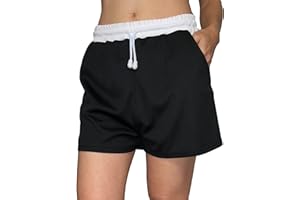 C K CRISKAT Pantalones Cortos Mujer Verano Deportivo Cintura Alta Elástica Cordón Shorts Holgados de Pierna Ancha Verano