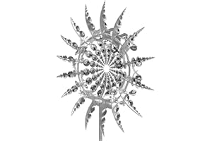 SANFLY Molino Viento Metal Único Y Mágico Catcher Viento Escultura Cinética Alimentada con Estaca Jardín Solar Exterior Acero Inoxidable Acero Inoxidable para Patio Y Adorno