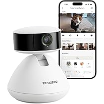Petlibro Huisdiercamera met app, 360° HD hondencamera, KI-gestuurde huisdiercamera voor binnen voor herkenning van meerdere dieren, activiteitstracking, dagelijkse smart-samenvatting, nachtzicht in