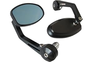 ALCHEMY PARTS Motorcycle Bar End Mirrors Convex Rear Side View Wing for 22mm 7/8 inch Handlebars including Renthal 360° Rotatable Easy Fit