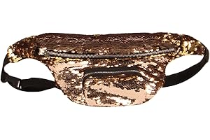 Meliya Fashion Mermaid Waist Pack Ladies Glitter Sequins Fanny Pack Travel Bum Bag Sling Bag Makeup Pouch(Champaign Gold)