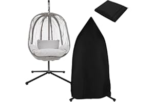 ML DESIGN MODERN LIVING ML-Design Fauteuil Suspendu avec Support et Coussin Gris + Housse de Protection Noir, Hauteur 117 cm, Base en X, Intérieur/Extérieur, Chaise Balançoire Jardin Terrasse, Hamac Balancelle Oeuf sur Pied