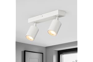 wowatt Faretti da Soffitto, Lampadario Bianco Faretti, Pafoniera Faretti Orientabili, Lampada da Soffitto 2 Luce, GU10 Faretto LED Interno per Salotto, Camera da Letto, Cucina, Lampadina Non Inclusa