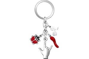 Angelra Portachiavi Portafortuna Donna Uomo, Lettere Iniziali Corno Rosso Coccinella Portachiavi di Regalo di Compleanno Natale