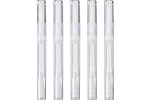 TEEROVA 3 ml Transparent Twist Pens Empty Nail Oil Pen with Brush Tip, Cosmetic Lip Gloss Container Applicators Eyelash Growth Liquid Tube - 5 Pack
