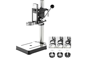 7E TRADING Hand Drill Press Stand, Benchtop Drill Press Workbench, Adjustable Punch Stand, Repair Tool with Aluminum Alloy Base, Integrating Drilling, Grinding and Cutting Functions in One