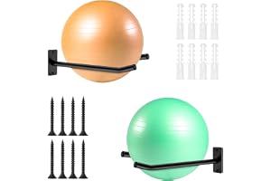 svteli Medicinbollställ och yogamatta väggmontering, 2-par träningsboll vägghållare, metallträningsbollhållare för fitnessutr
