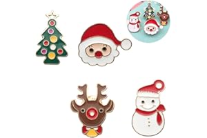 FANSEZQ 4 pièces de Noël série Broche Broche Broche en métal, Dessin animé Mignon Broche vêtements Sac Sac Veste Veste Bijoux Accessoires de Bricolage, père noël, Bonhomme de Neige, Renne, Arbre de Noël