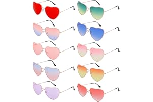 FANTESI 10 Paare Herz Brille,Hippie Brille,Hippie Sonnenbrillen,Herz Sonnenbrille, Partybrille, Retro Hippie Sonnenbrille für Herren Damen Party Kostümzubehör
