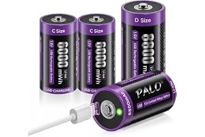 Mspalocell [4 Pack] USB-C 1,5V Baby C batteri 6000mWh LR14 & batterier D 8800mAh Mono LR20, litium snabbladdning Typ-C batter