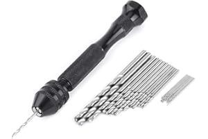 VIKYE Spiralbohrer Set, 0,3–3,6 mm Greifbereich Bohrfutter Hand Spiralbohrer mit 25 HSS Bohrern, Holzbohrwerkzeug, Präzisionsstift, Handbohrer für Kunst, Handwerk, Hängen von Schmuck oder Souvenir
