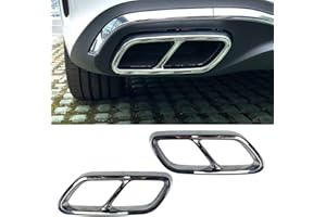 YYKJZ Punte di scarico per auto Tubi di coda Cornice decorativa per copertura della gola, per Mercedes Benz Classe C W206 C200 C260 C300 2020 2021+, ABS Nero Argento aspetto fibra di carbonio