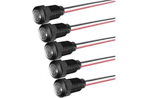 Gebildet Lot de 5 voyants LED en plastique 220 V Taille du trou de montage 12 mm (Blanc)