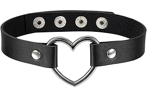 Aroncent Heart Choker Necklace for Women Adjustable Leather Choker Black Gothic Choker Collars for Women Halloween Christmas Valentine's Day Gift