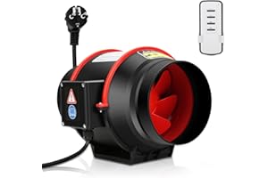 Eulenke Ventilateur tubulaire, 150 mm, 540 m³/h, avec contrôle de vitesse variable, réglable, silencieux, pour salle de bain, WC, cuisine, garage