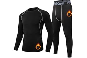 Vankee sous-Vêtement Thermique Homme Séchage Rapide Élasticité sous Vetement Ensemble De sous-Vêtements Thermiques Hommerespirant sous Pantalon Thermique Sports d'hiver Snowboard Courir Voyage