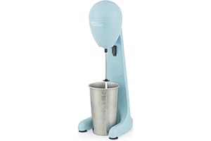 ‎GILES & POSNER Giles & Posner Milchshake-Maker – Eiskaffee-Maker, 2 Geschwindigkeiten, 500 ml Edelstahlbecher und Klinge, Füllstandsanzeigen, sichere Clips, Milchaufschäumer, Pastellblau, 200W