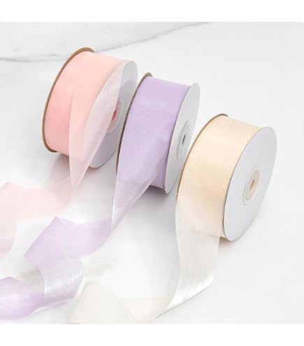 Ruban Organza Blanc En Mousseline De Soie - Bobine De 25 Mètres, 25 Mm De Large - Idéal Pour Créations Délicates - 13