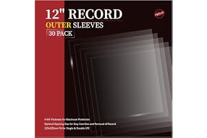 MayRecords 76 x 30 cm vinylskivomslag yttre | kristallklara skivomslag | 3,9 mm tjock | Polypropylen plast vinyl skyddande albumskydd för 12 tum enkla dubbla album och LPs