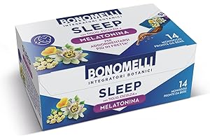 Bonomelli - Integratore Botanico Sleep, 14 bustine, pronto da bere. Con Melatonina, Passiflora, Tiglio ed Escolzia. Per rilassarsi e addormentarsi più in fretta (140ml)