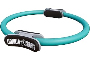 ‎GORILLA SPORTS GORILLA SPORTS® Pilates Ring - Ø 36cm, Doppelgriff, Übungen + Tasche, gepolstert, Rutschfester, Superleichter, aus Gummi, Farbwahl - Pilates Circle, Widerstandsring, Yoga, Fitness, Oberschenkeltrainer