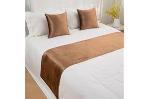 QRGMKL Neue Bettläufer Tagesdecke einfarbige Bettschals Moderne einfache Bettwäsche Beschützer Mode Bettwäsche Dekor für Schlafzimmer Hotel Hochzeitszimmer-Coffee||2 Pillowcases(45X45cm)