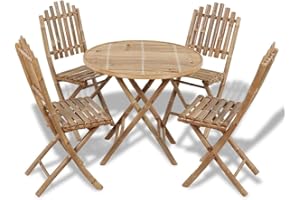 vidaXL Set da Pranzo da Giardino 5 pz Pieghevole in bambù Tavolo Sedie Esterno