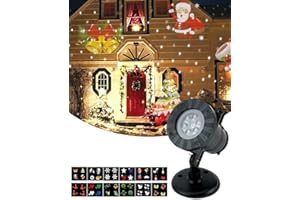 TEDD Christmas Projector Lights Waterproof Led Landscape Lamp Decorations Moving Snowflake Spotlight Star Shower Indoor Outdoor 12 Replaceable Lens for Xmas Party Garden House Home Wall