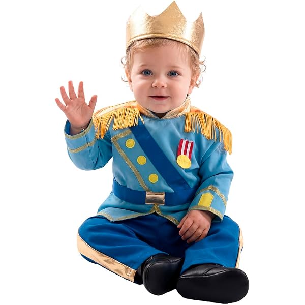Rubie's Déguisement Bébé Roi – Bavoir + Chapeau Couronne, Costume Bébé 0-12 Mois Mariage Noël Baptême